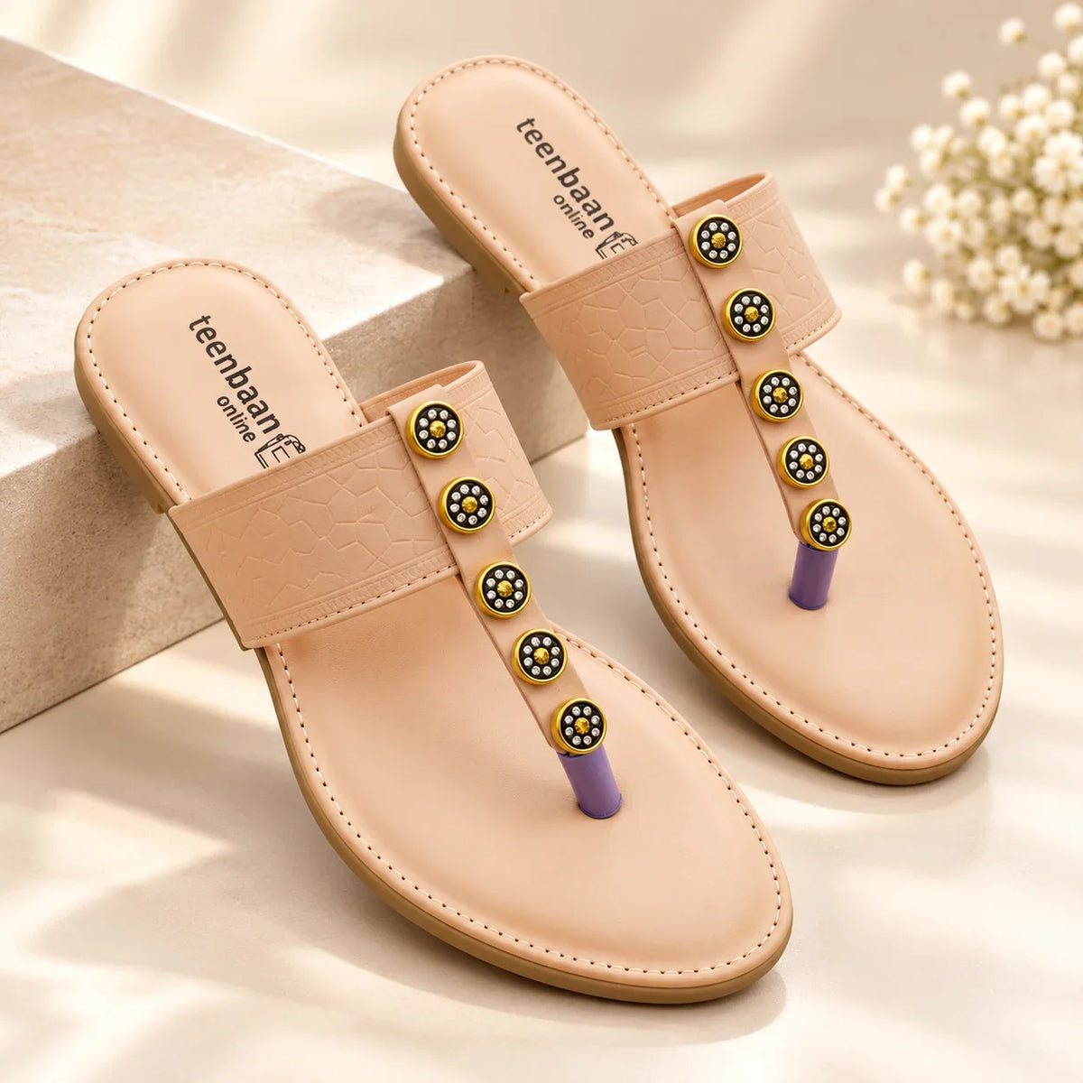Goldie Silver Stone Slippers