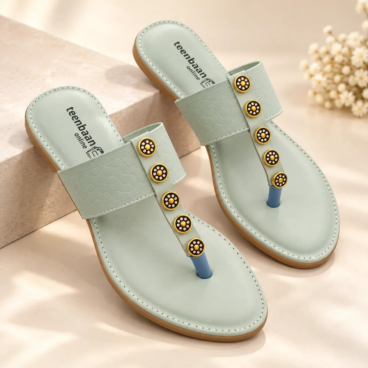 Goldie Silver Stone Slippers