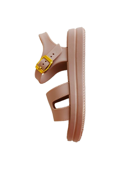 Beige Buckle Sandals