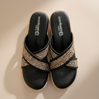 Jute X Strap Wedges