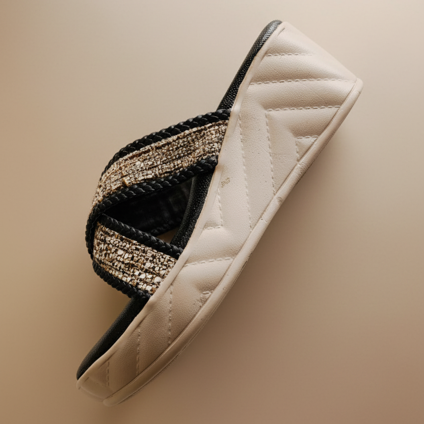 Jute X Strap Wedges