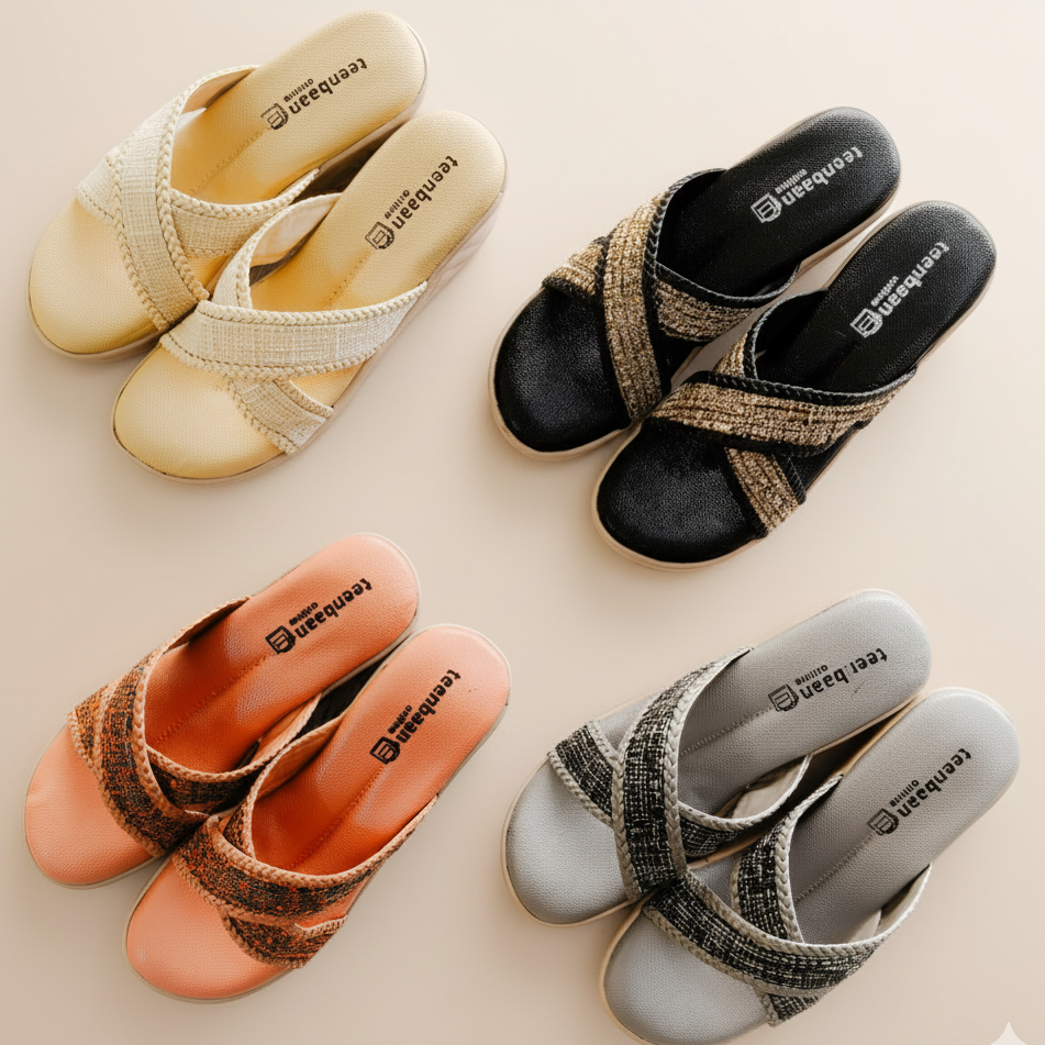 Jute X Strap Wedges